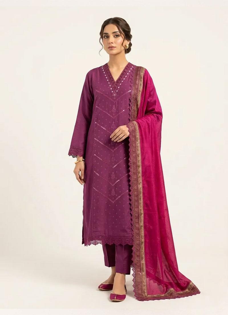 Safina - Color Deep Wine | Unstitched | 3 Piece