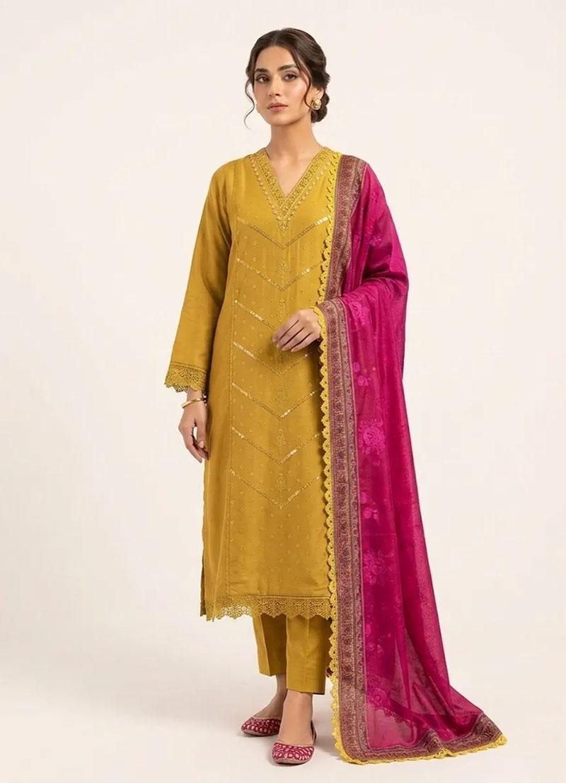 Safina - Color Musturd Yellow | Unstitched | 3 Piece